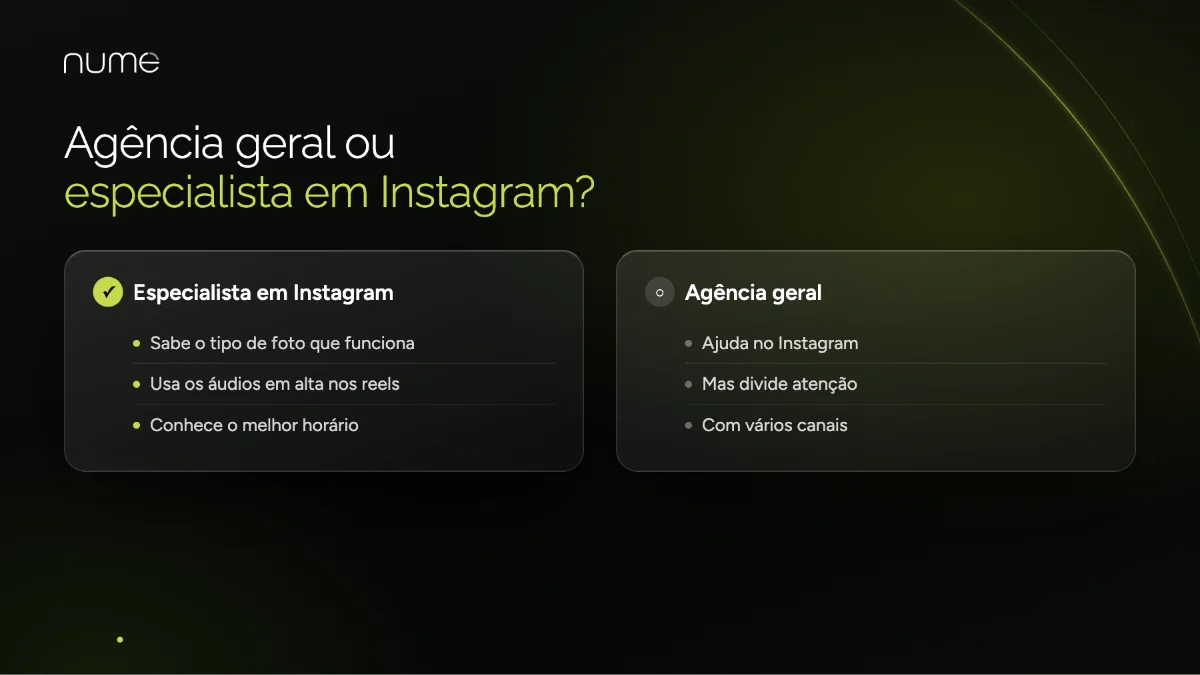 Agência Marketing Digital Para Instagram: como transformar seguidores em clientes 2 Diferença entre agência geral e agência especialista em Instagram na prática