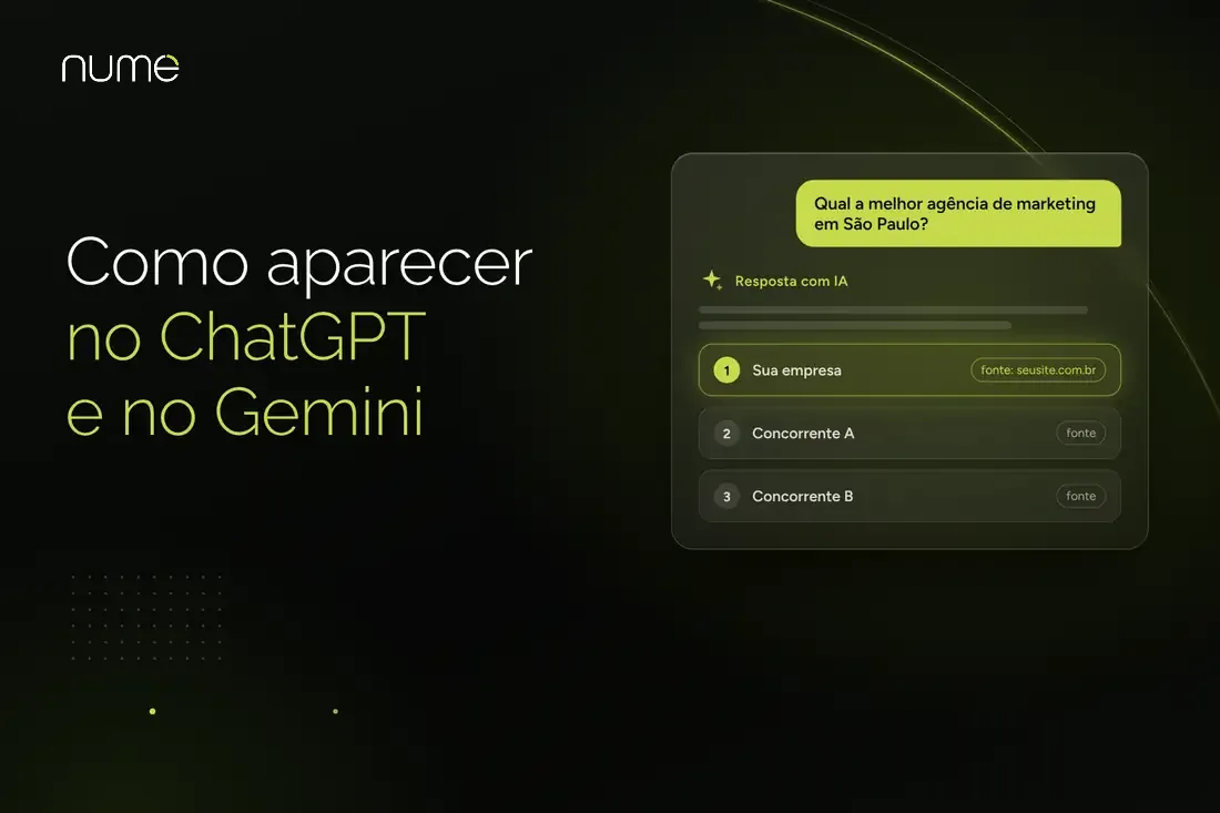 Capa do artigo Como aparecer no ChatGPT e no Gemini, guia de GEO da Nume Company