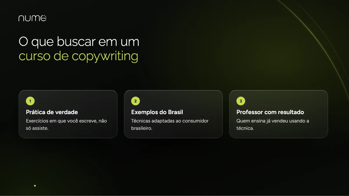 O Poder do Copywriting: Como Transformar Palavras em Clientes Fiéis 2 O que buscar em um curso de copywriting: prática com exercícios, exemplos do mercado brasileiro e professores com resultados comprovados