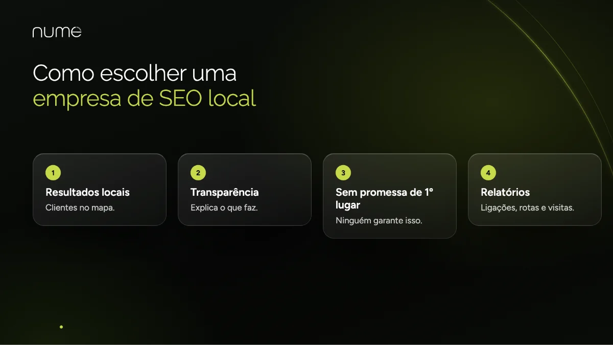 Saiba Como Escolher uma Empresa de SEO Local 3 Como escolher uma empresa de SEO local: resultados, transparência, promessas realistas e relatórios