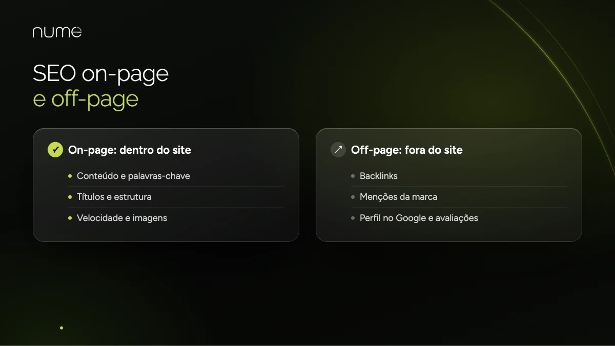 Diferença entre SEO On-Page e Off-Page e Guia de Como Otimizá-los 1 Diferença entre SEO on-page, feito dentro do site, e SEO off-page, feito fora do site com links e menções