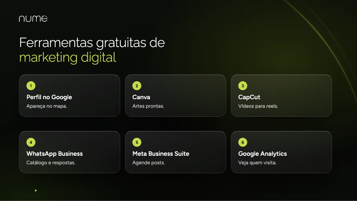 Marketing Digital para Pequenas Empresas: Como Vender Mais sem Gastar uma Fortuna 12 Ferramentas gratuitas de marketing digital para pequenas empresas: Google, Canva, CapCut, WhatsApp Business, Meta Business Suite e Analytics