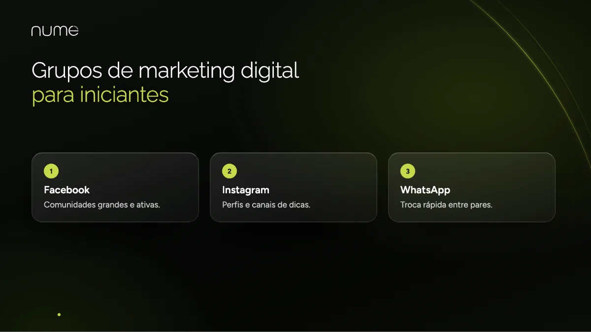 Marketing Digital para Iniciantes: Seu Primeiro Passo Rumo ao Sucesso Online 3 Grupos de marketing digital para iniciantes no Facebook, Instagram e WhatsApp