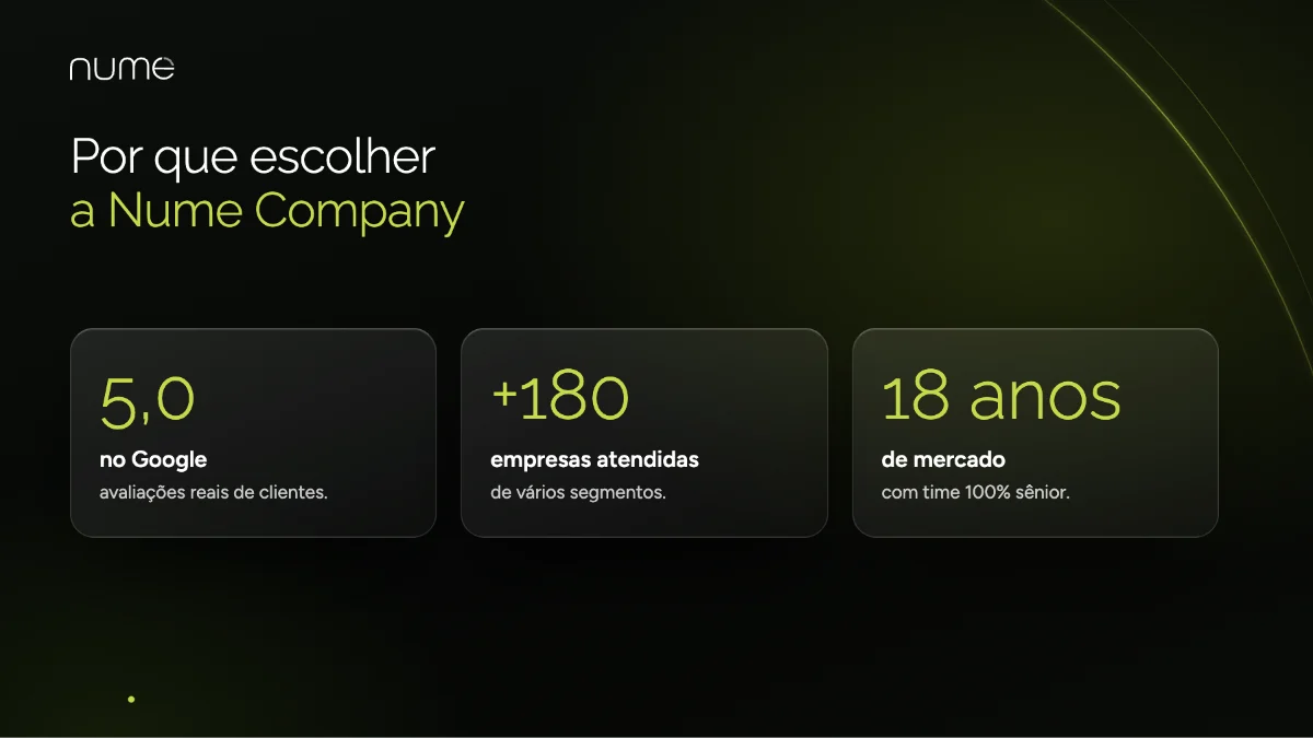 Agência de Marketing Digital em São Paulo 11 Por que escolher a Nume Company em São Paulo: nota 5,0 no Google, mais de 180 empresas atendidas e 18 anos de mercado