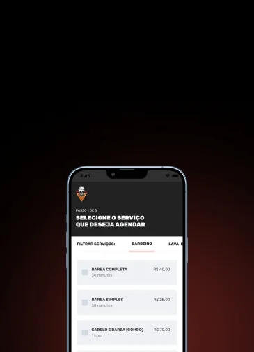 App de agendamento da Barba Hall criado pela Nume